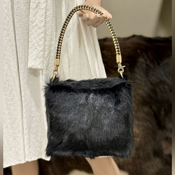 Handmade Genuine Goat Hair-on Hide Wristlet/Shoulder Bag/ Crossbody - Picture 5 of 16